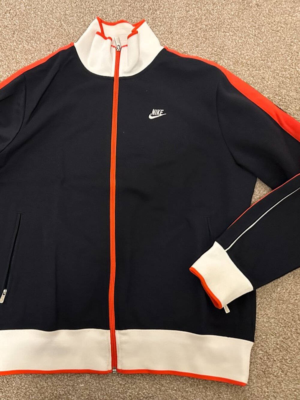 Nike N98 Jacket Dark Navy and Orange Large